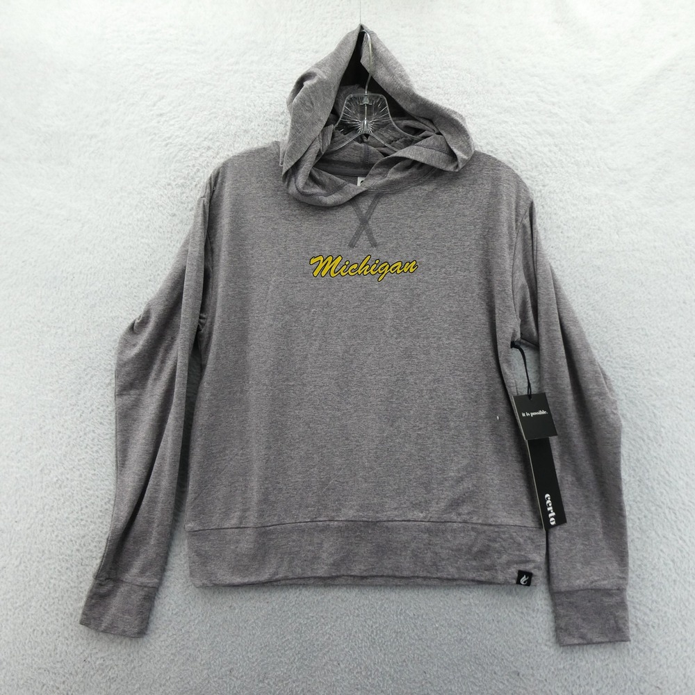 Certo Hoodie Women Medium Michigan Gray Long‎ Sleeve Pullover NCAA Heathered